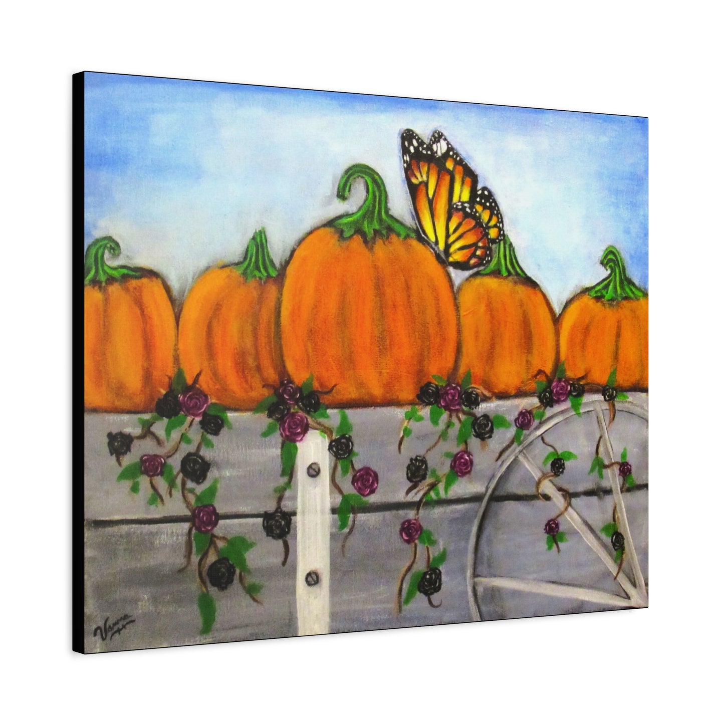 Matte Canvas, Stretched, 1.25"/Fall/Pumpkins in a Wagon