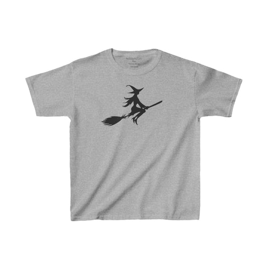 Kids Heavy Cotton™ Tee/Witch on a Broom/Black