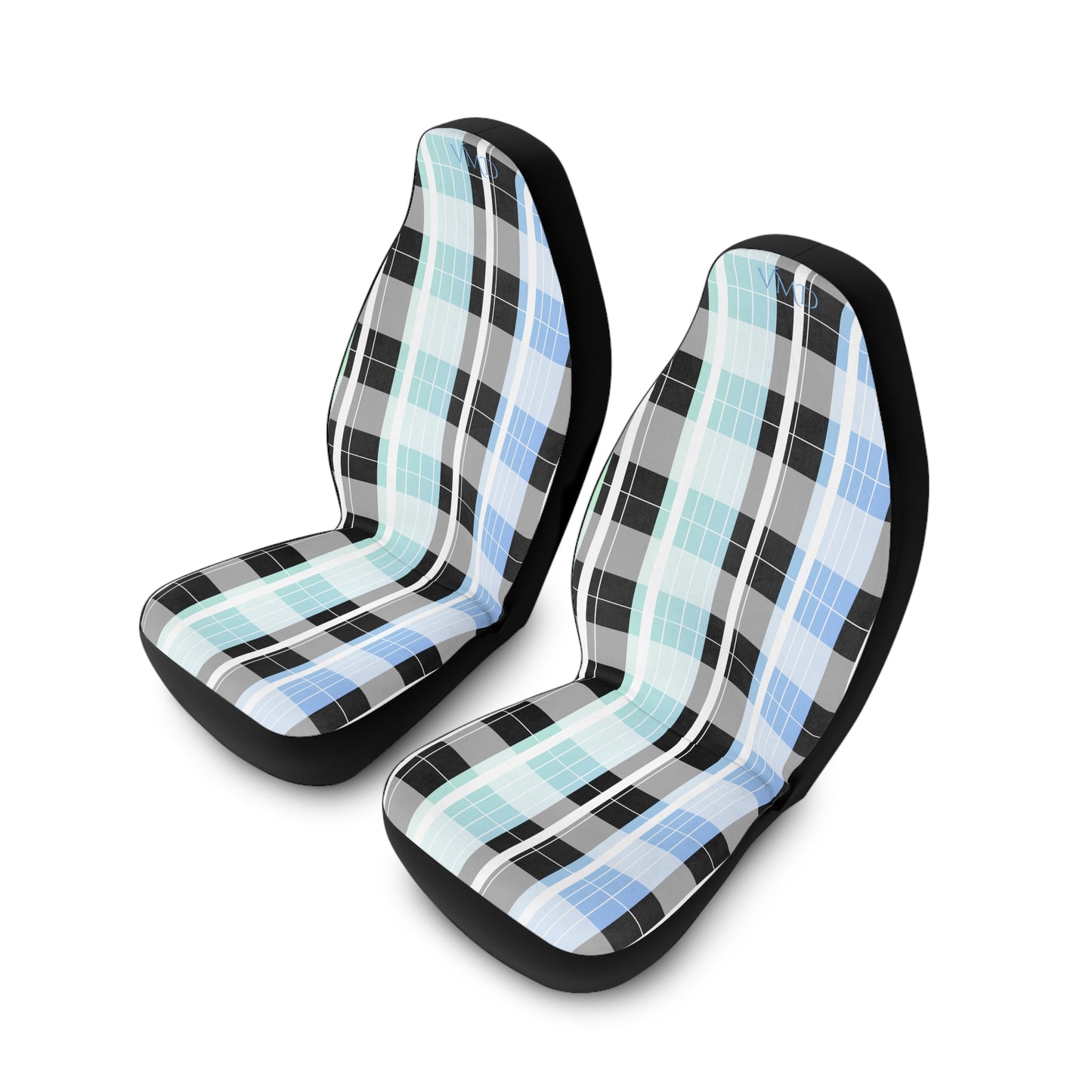 Polyester Car Seat Covers/Pastel Blue Gradient Plaid