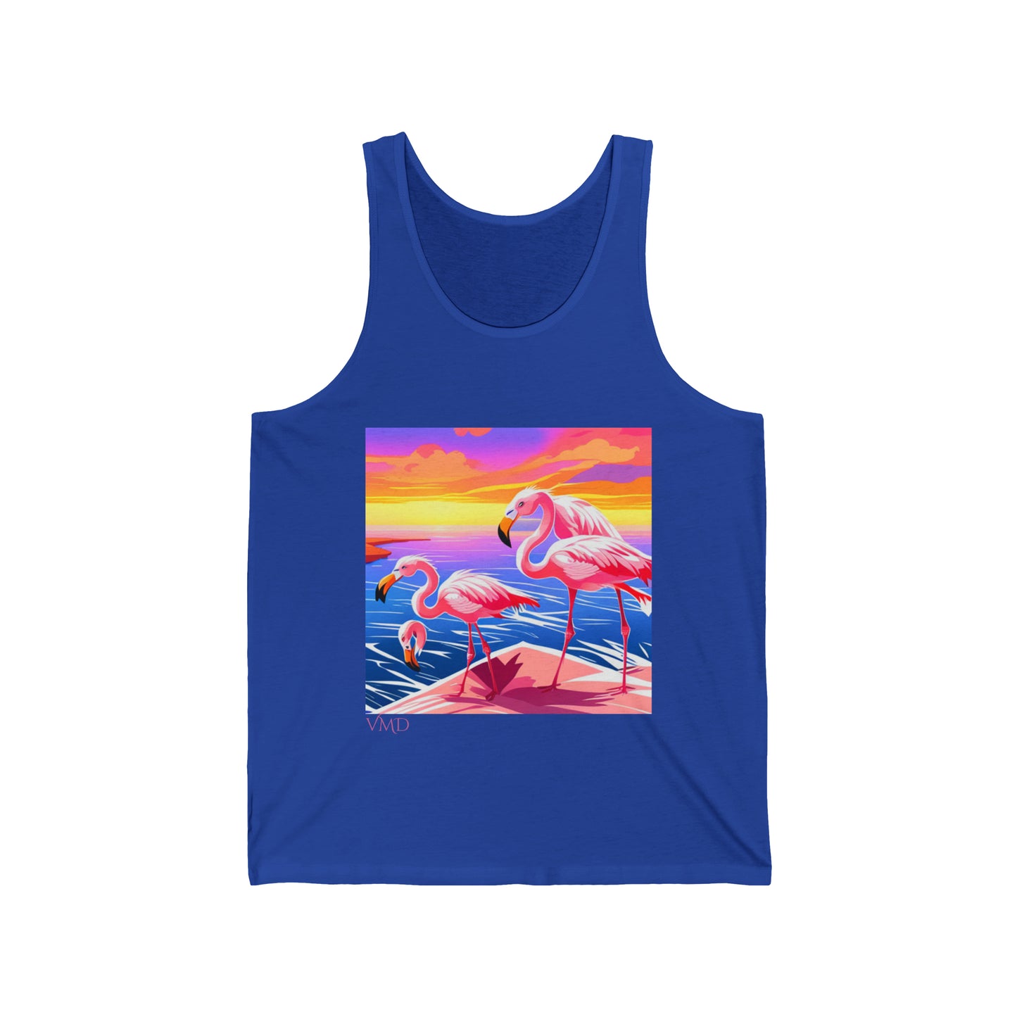 Womans Jersey Tank/Flamingos/water