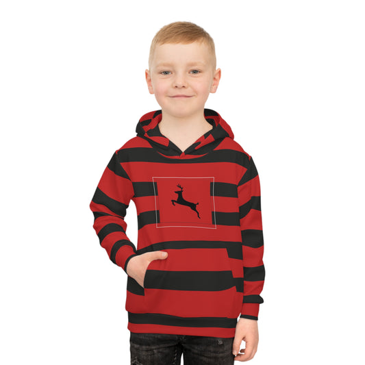 Children's Hoodie (AOP)/ Reindeer Black/Red Striped