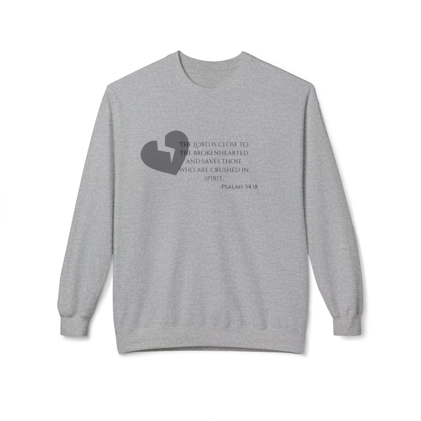 Mens Midweight Softstyle Fleece Crewneck Sweatshirt/Psalms 34:18/Dark Heart