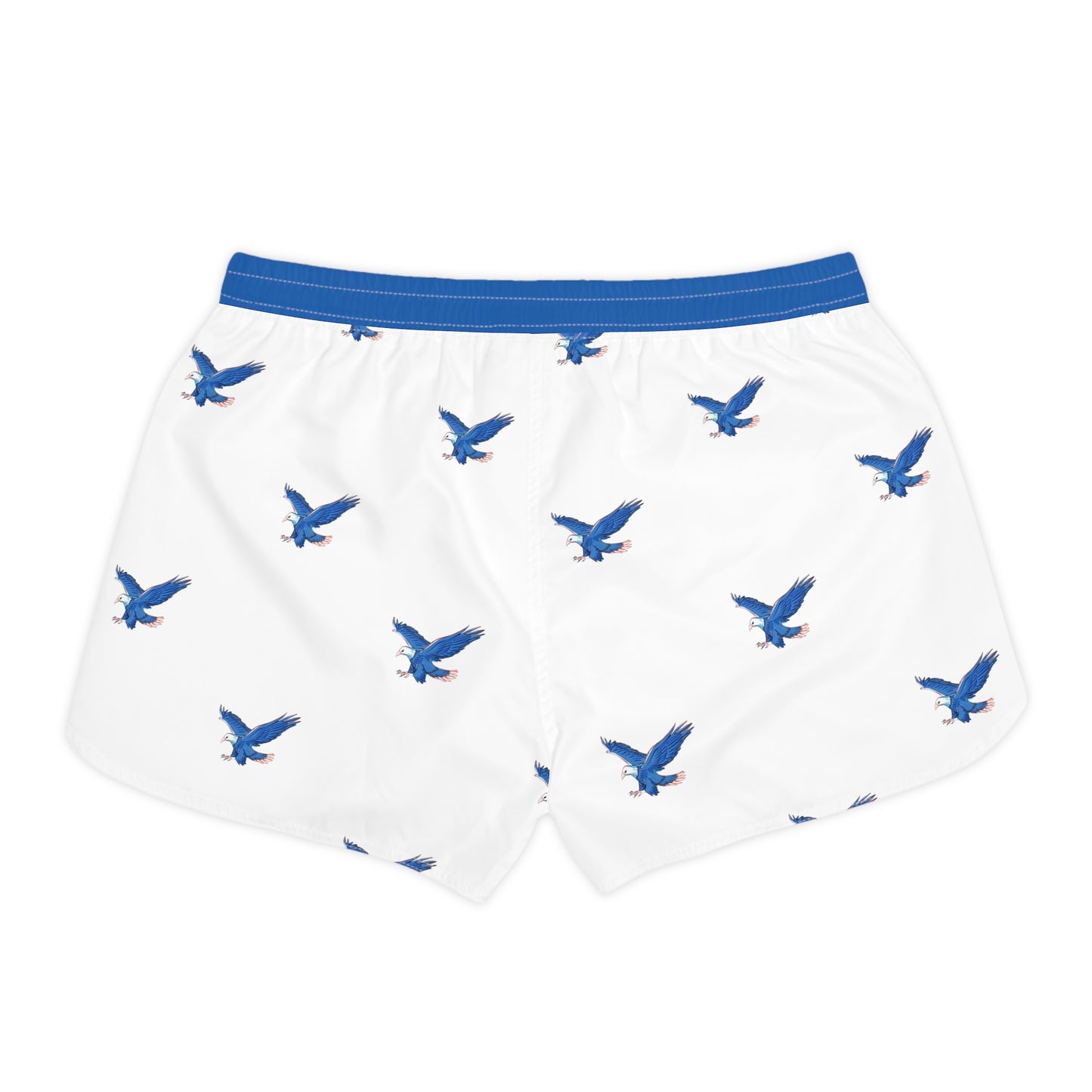 Women's Casual Shorts (AOP)/American Bald Eagle/Blue Waistband