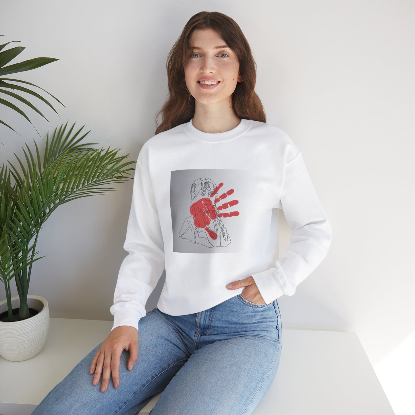 Unisex Heavy Blend™ Crewneck Sweatshirt/Native American/Hand Print/ Spreading Awareness for Indigenous Women