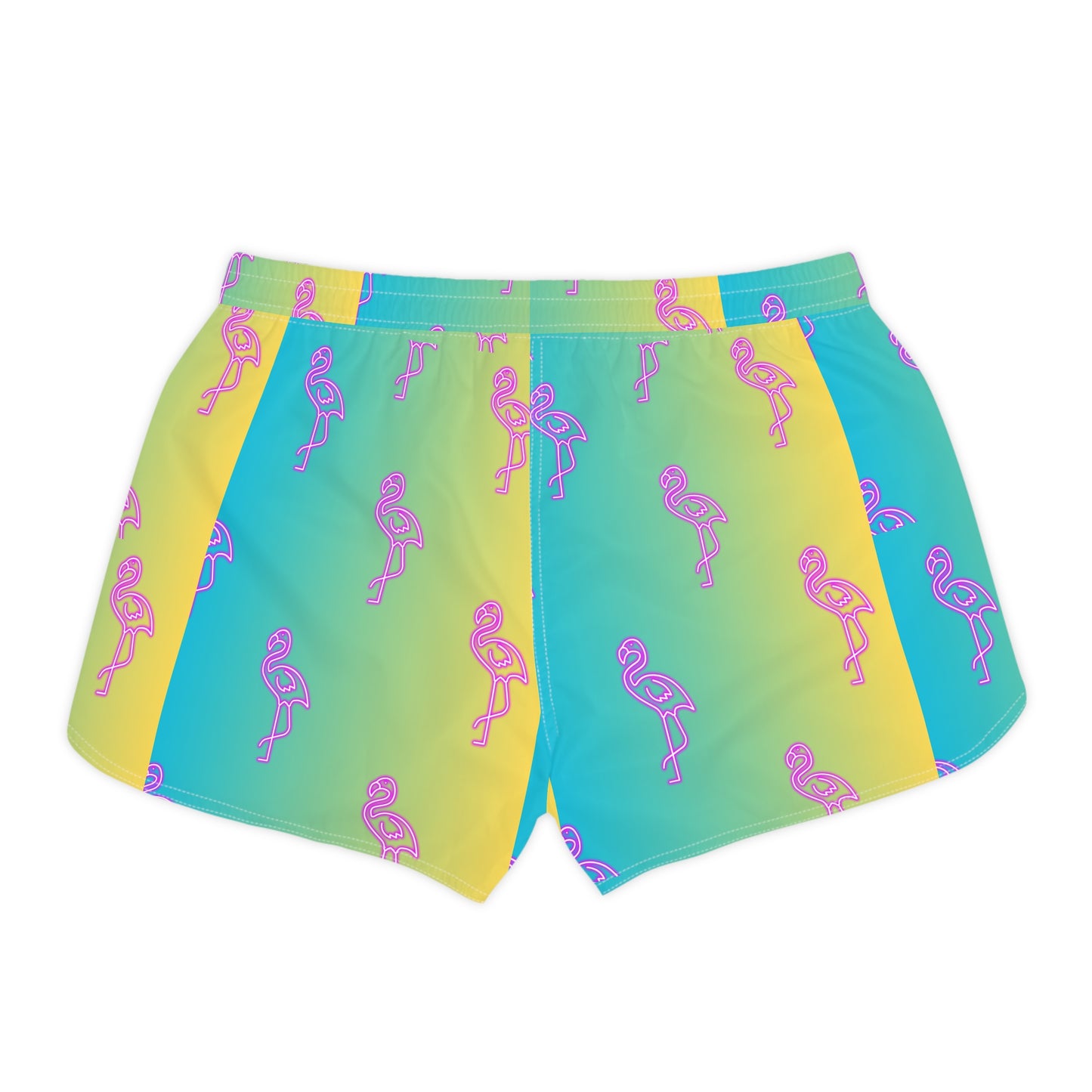 Women's Casual Shorts (AOP)/Neon Pink Flamingo/Blue/Yellow Gradient