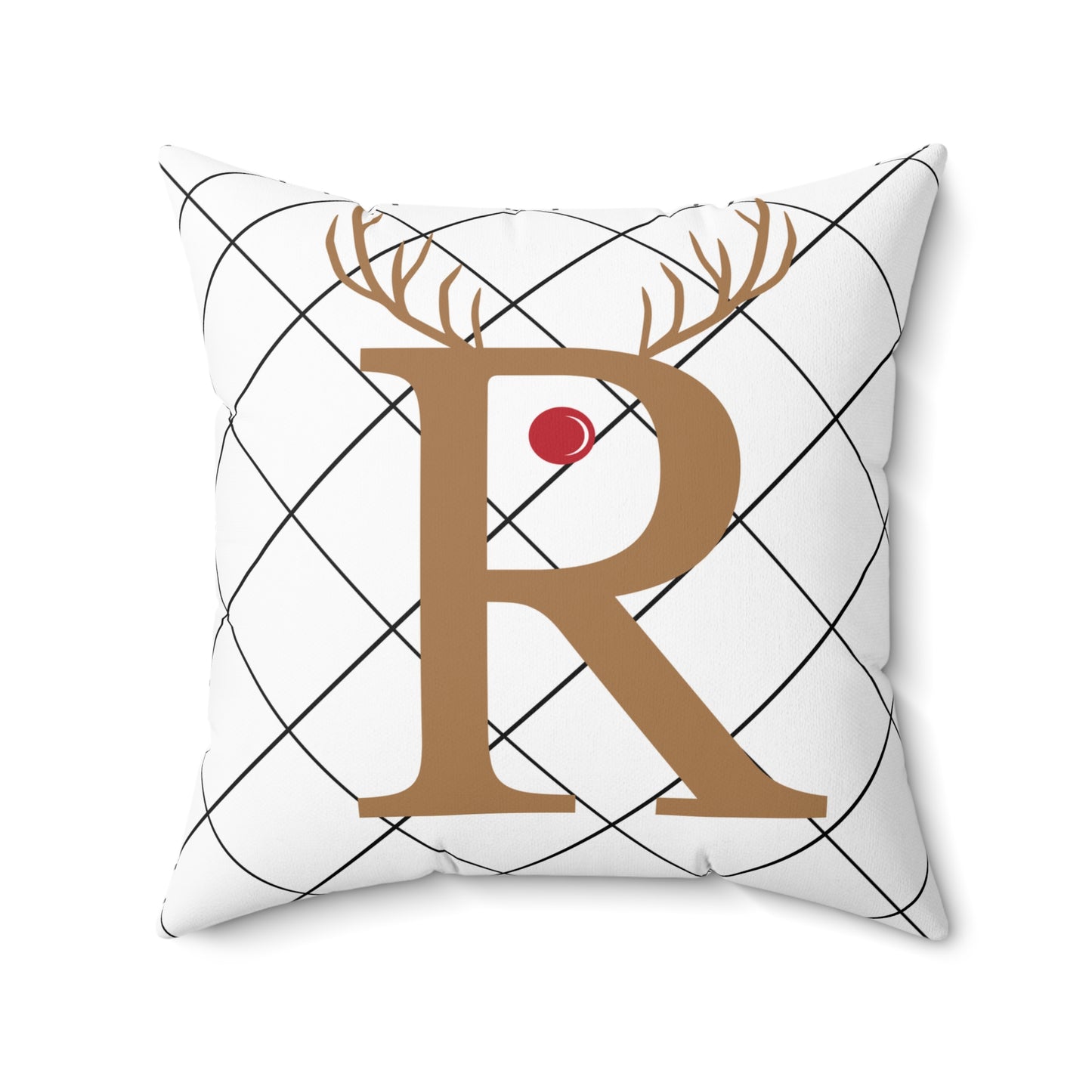 Spun Polyester Square Pillow/R/ Rudolph Red Nose Reindeer/White