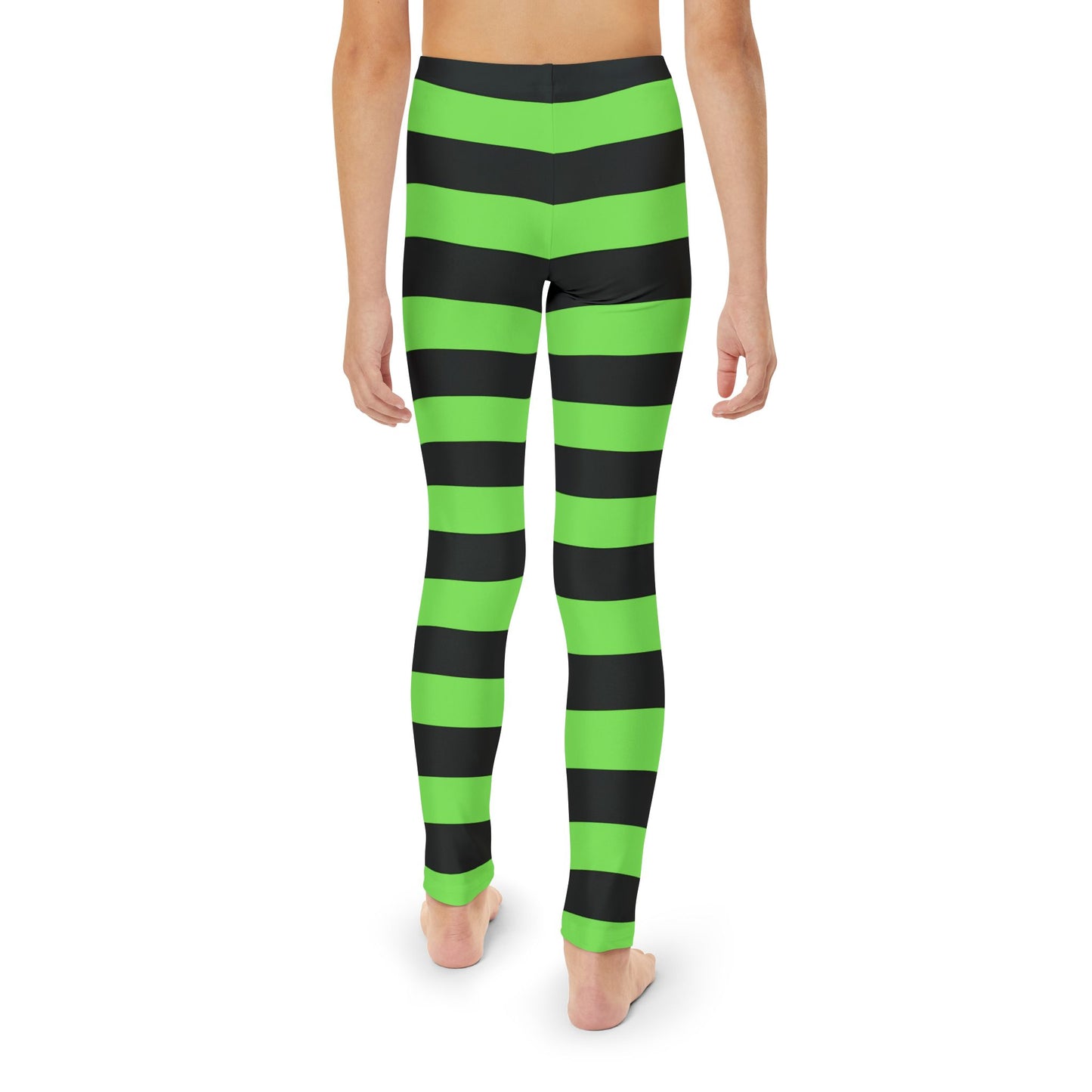 Youth Full-Length Leggings (AOP)/Witch Stripes/Green