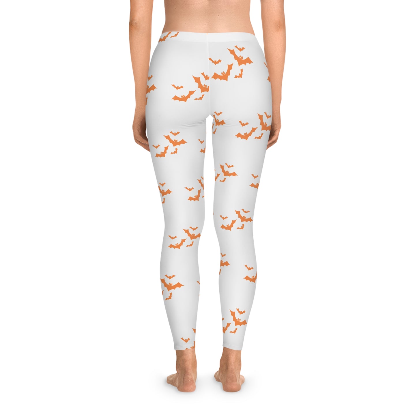 Woman's Stretchy Leggings (AOP)/Bats/Orange/Halloween