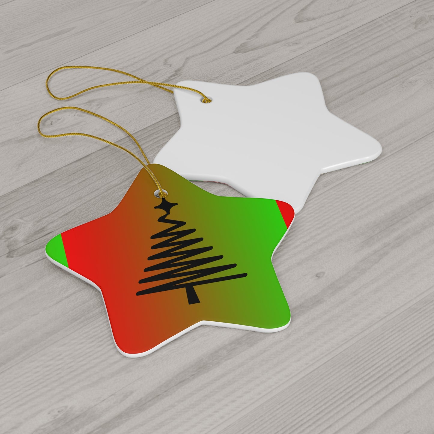 Ceramic Ornament, 4 Shapes/Red/Green Gradient/Christmas Tree