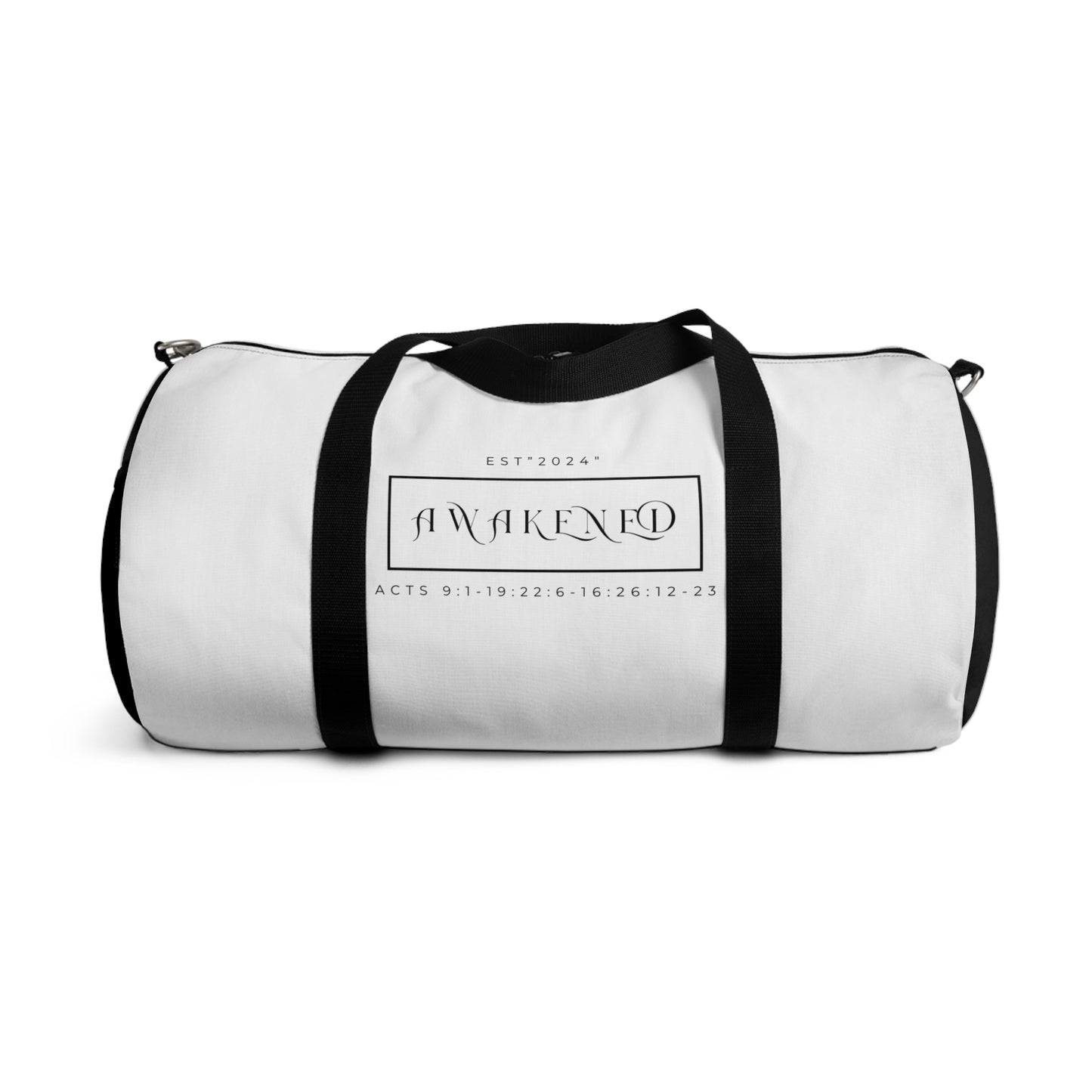 Duffel Bag/Awakened/White/Black/Bible Scripture/Rectangle