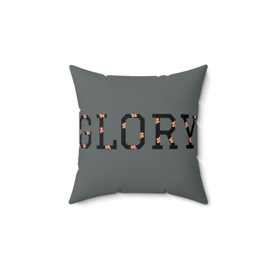 Spun Polyester Square Pillow/Glory/Dark Gray/Orange Daisies