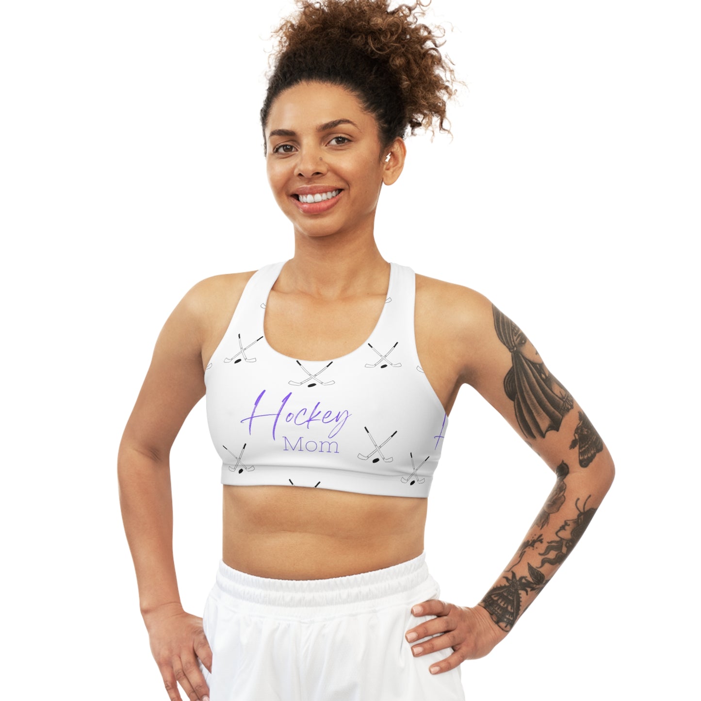 Seamless Sports Bra (AOP)/Hockey Mom