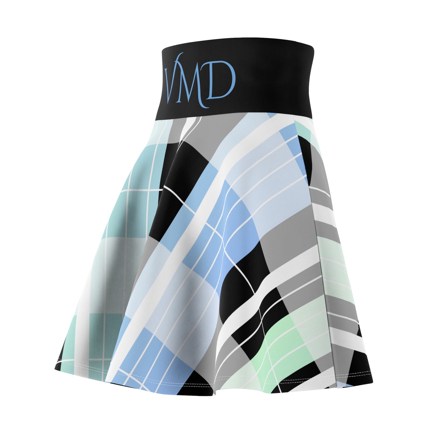 Women's Skirt (AOP)/ Pastel plaid/Gradient Blue Green