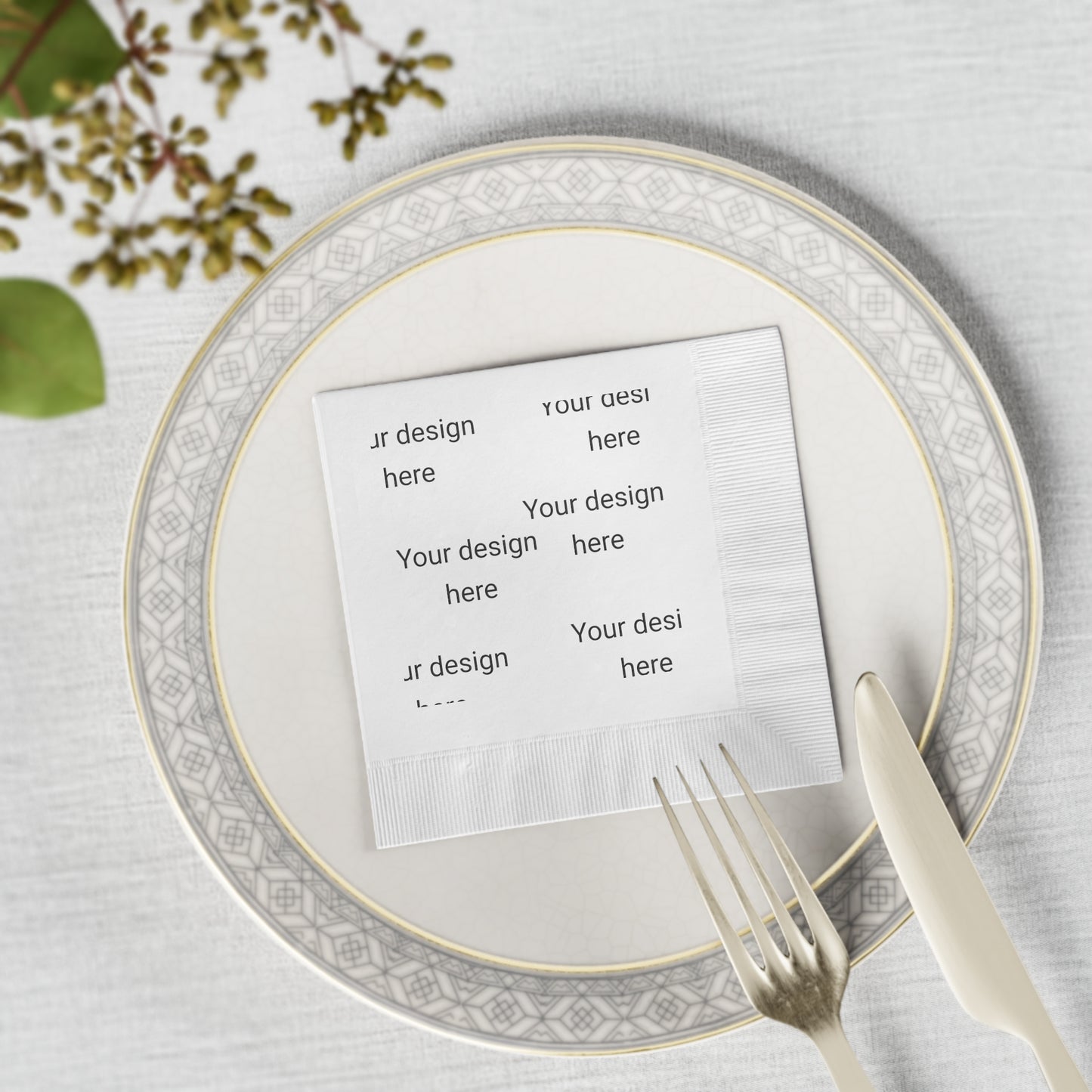 Personalized White Coined Napkins