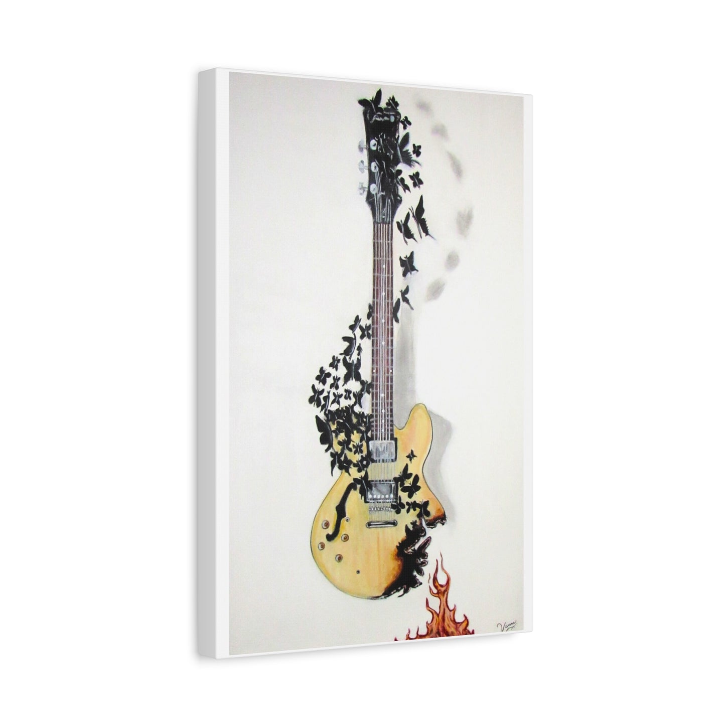 Matte Canvas, Stretched, 1.25" Acrylic Painting Print/ Music Never Dies Guitar