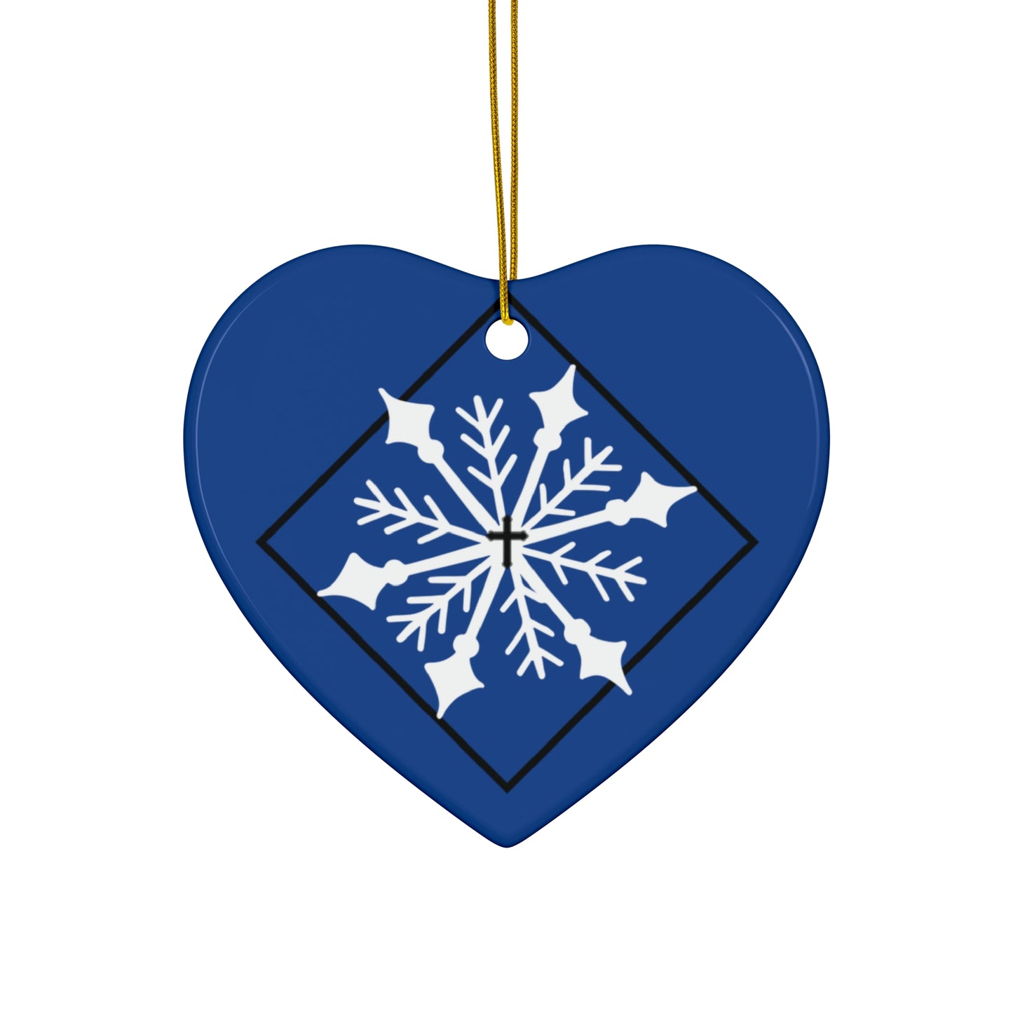 Ceramic Ornament, 4 Shapes/ Dark blue/ White Snowflake