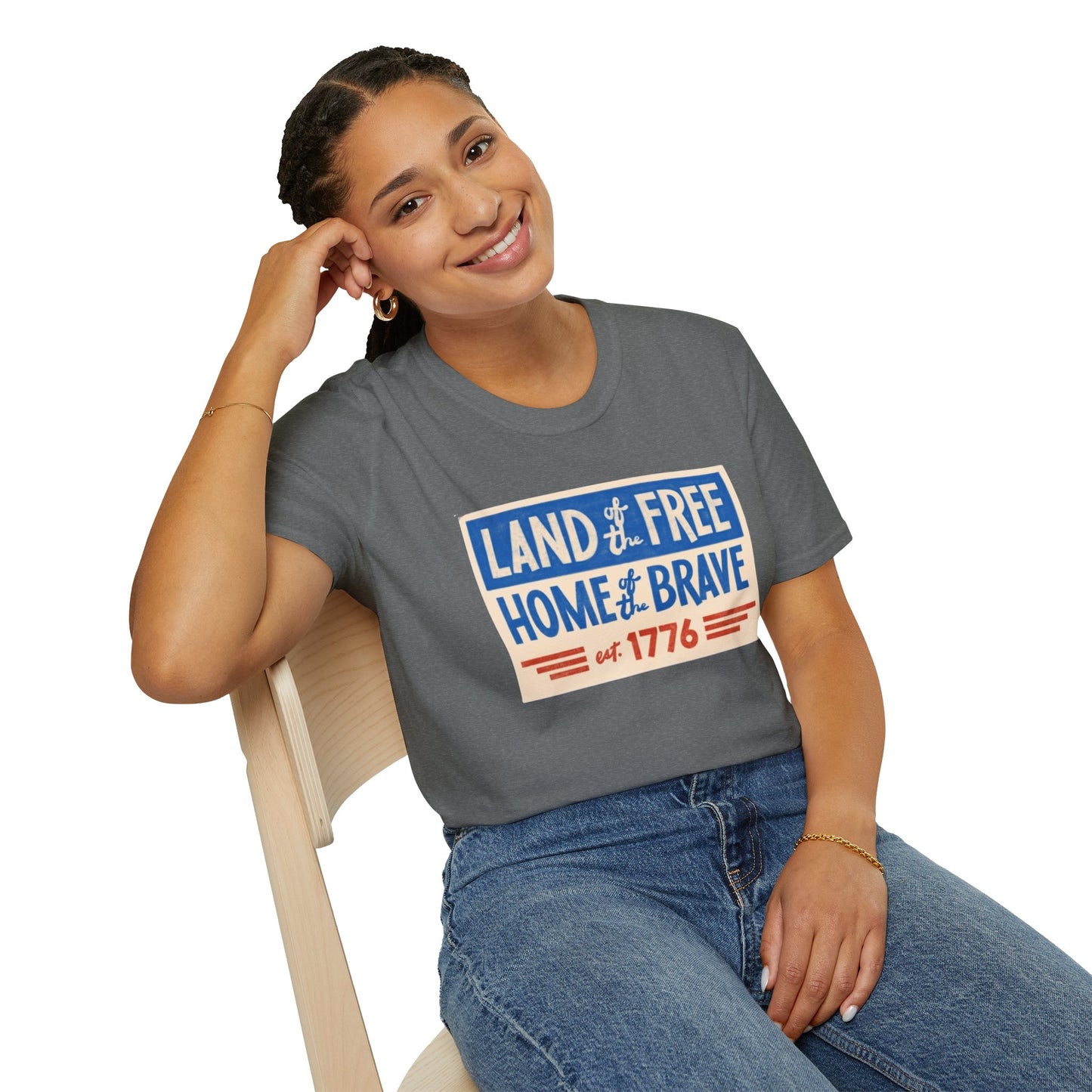 Unisex Softstyle T-Shirt/4th of July/Land of the Free Home of the Brave