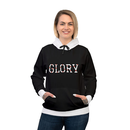 Womans Athletic Hoodie (AOP)/Black/White/Glory/White/Pink lilies