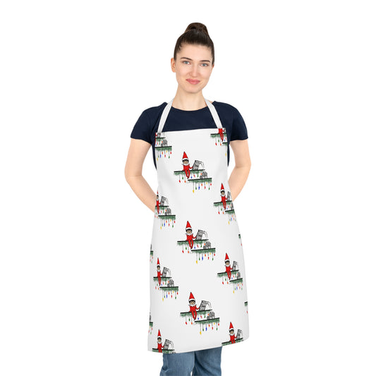 Adult Apron (AOP)/Holiday Funny/Caucasian Elf on the Shelf/Salt in the Sugar