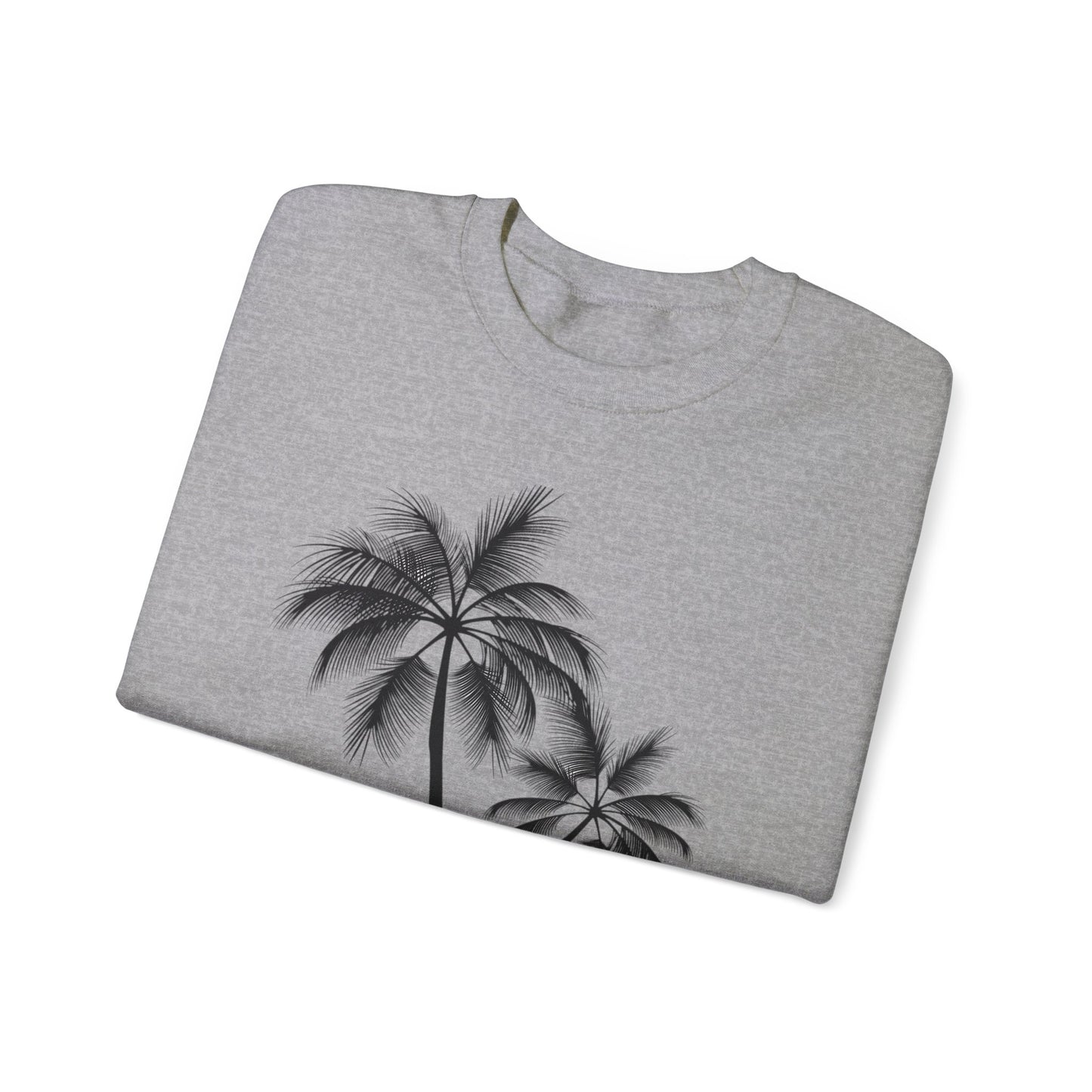 Womans Heavy Blend™ Crewneck Sweatshirt/2 Palm Trees/Black/White