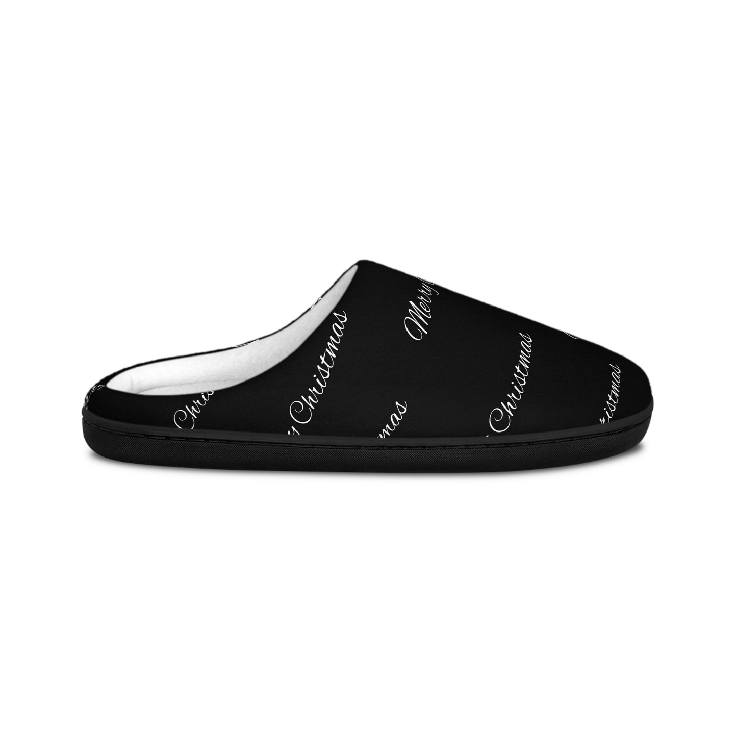 Women's Indoor Slippers/ Black/White/ Merry Christmas