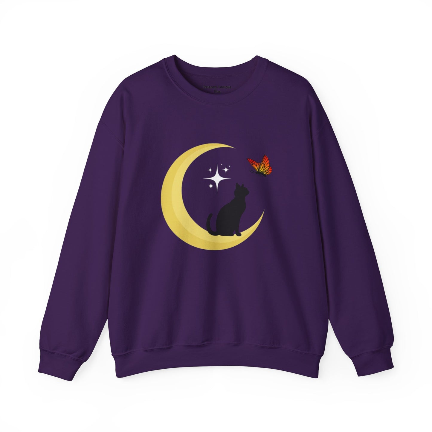 Woman's Heavy Blend™ Crewneck Sweatshirt/ Cat on the moon/White Star/Fall