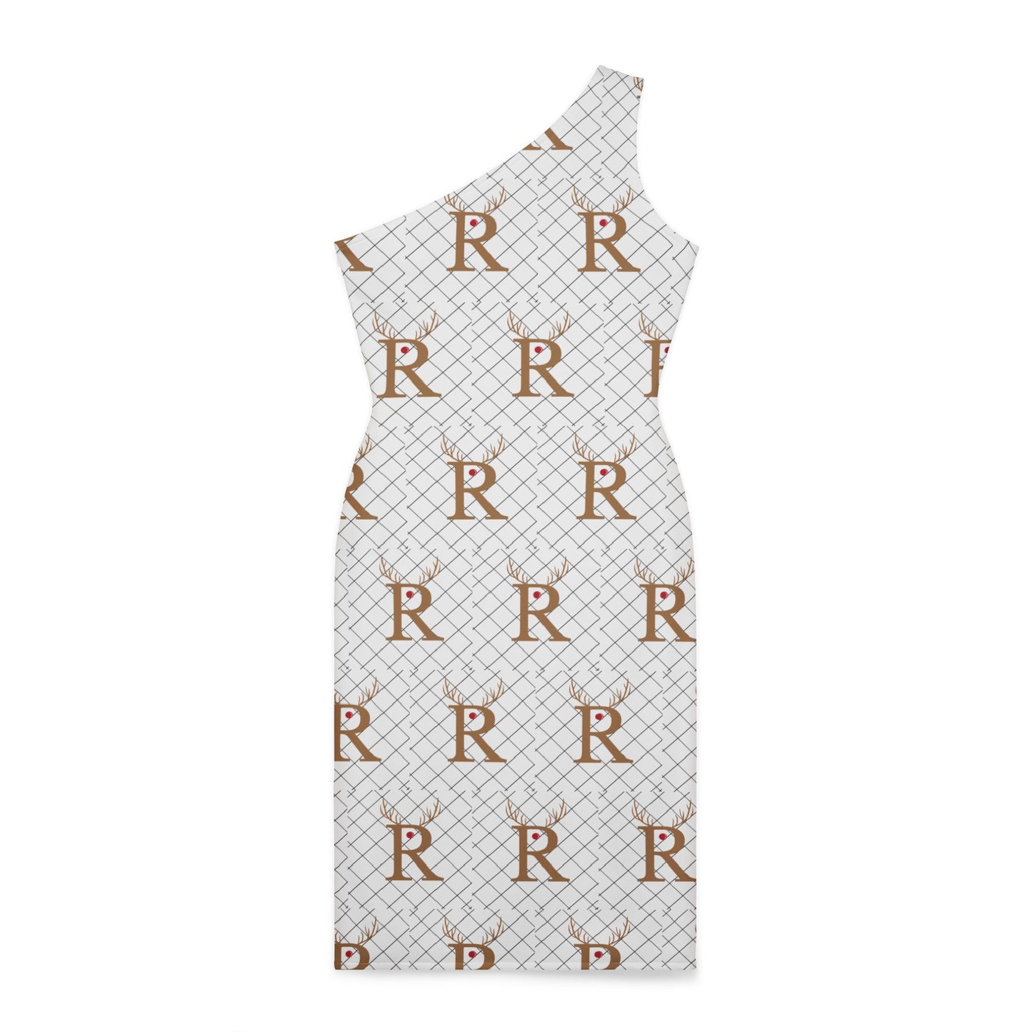 Women's Holiday Shoulder Dress (AOP)/R/ Rudolph the Red Nosed Reindeer/White