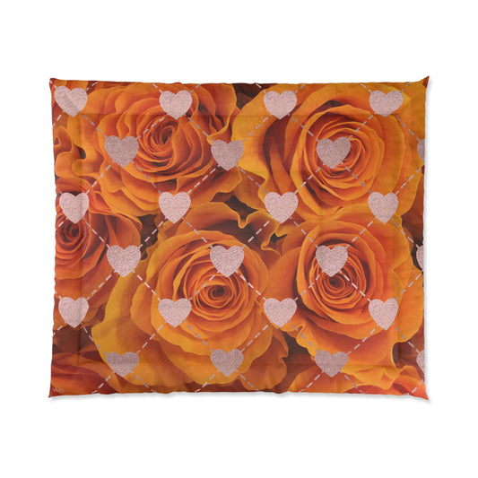 Comforter/ Orange roses