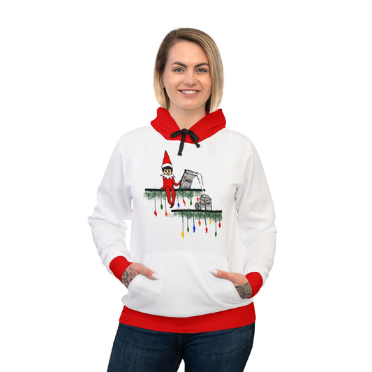 Unisex/Athletic Hoodie (AOP)/Holiday Funny/Caucasian Elf on the Shelf/Salt in the Sugar