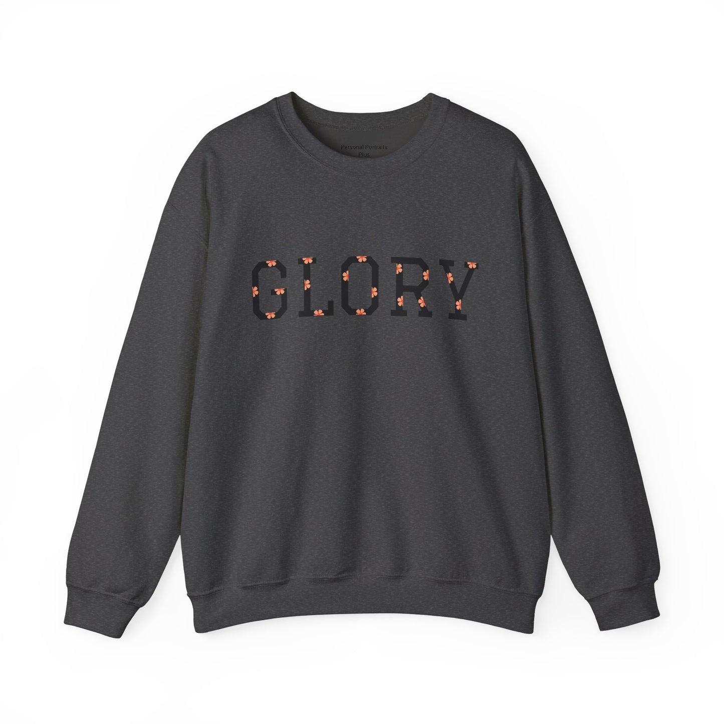 Womans/Heavy Blend™ Crewneck Sweatshirt/Glory/Black/Orange Daisies