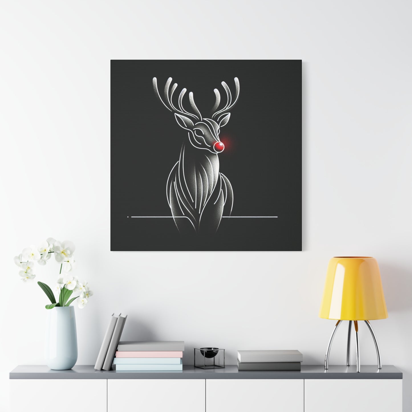 Matte Canvas, Stretched, 1.25"/ Rudolph/ Line Art/ Black/BG