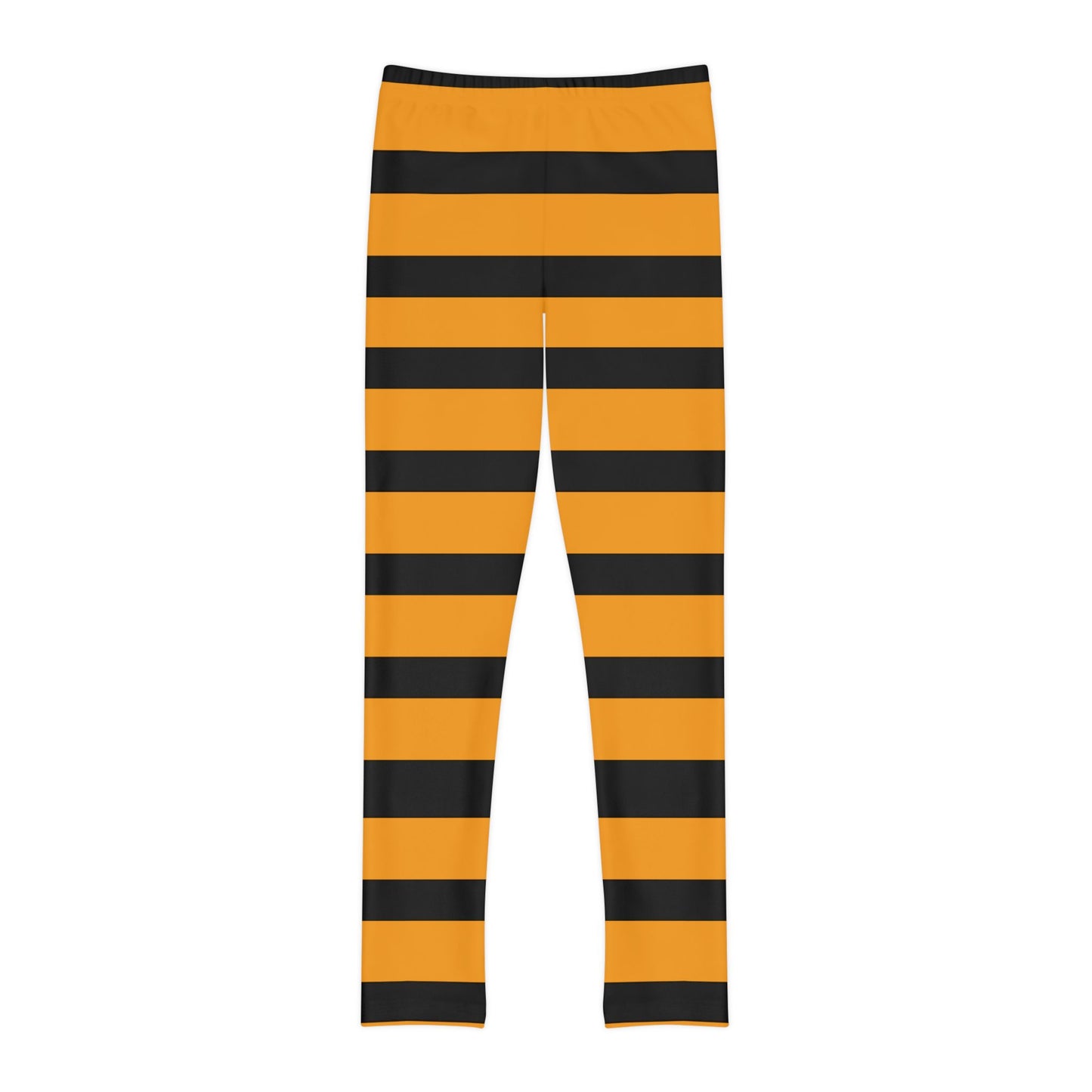 Youth Full-Length Leggings (AOP) Witch Stripes/ Orange