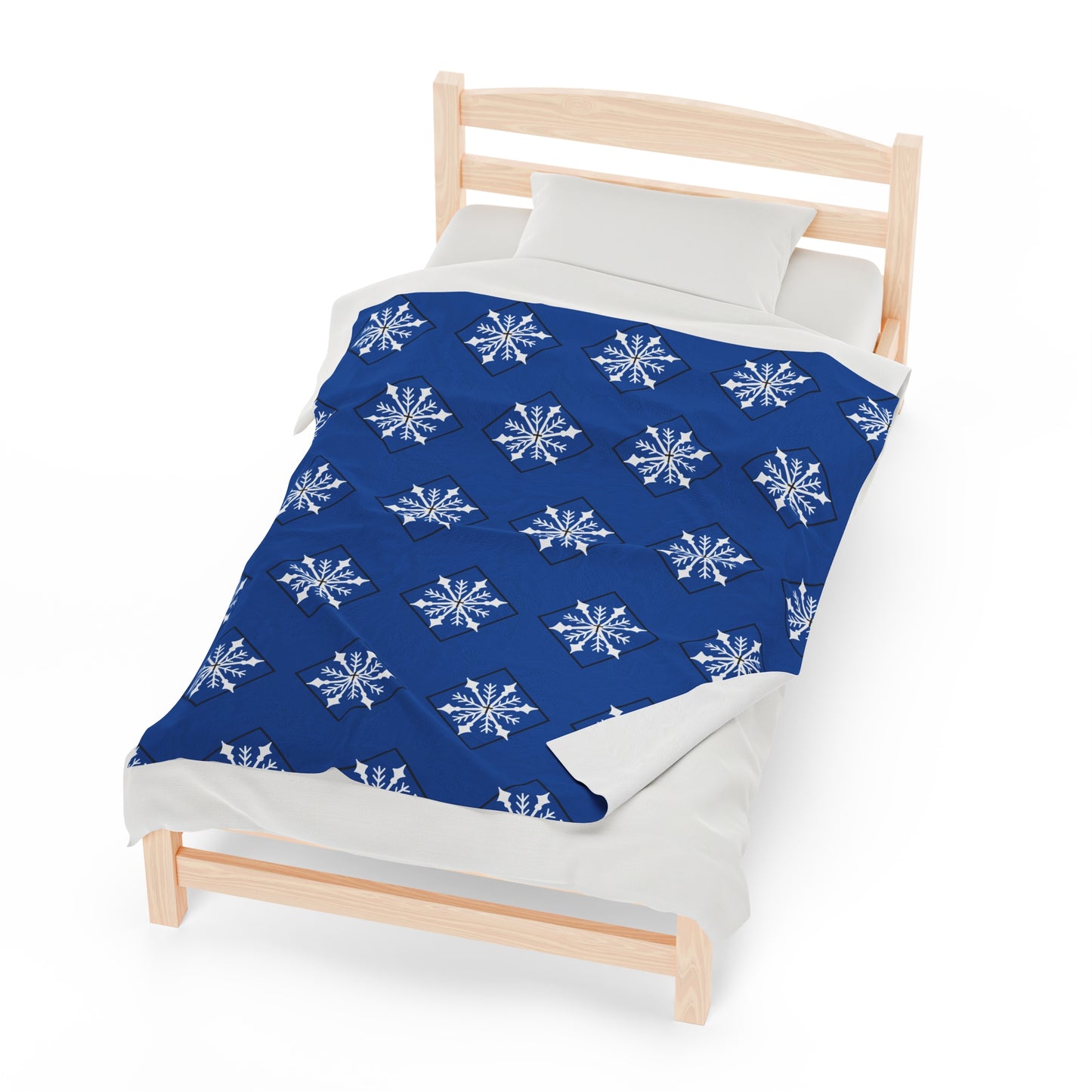 Velveteen Plush Blanket/Holiday/Snowflake/Blue