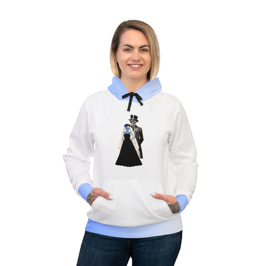 Unisex Athletic Hoodie (AOP)/Corpse Bride and Grooom/Blue