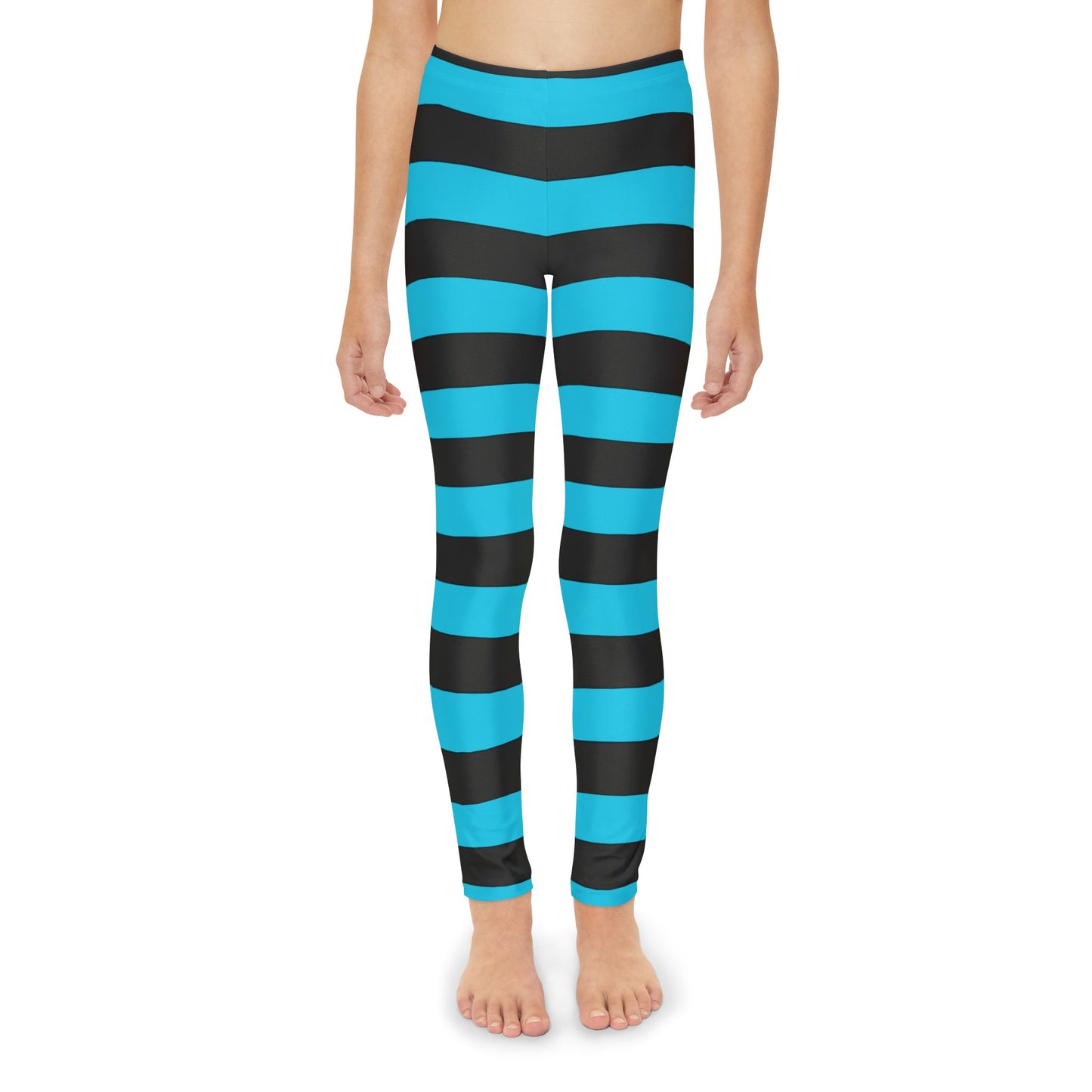 Girls Youth Full-Length Leggings (AOP)/Witch Stripes/Teal