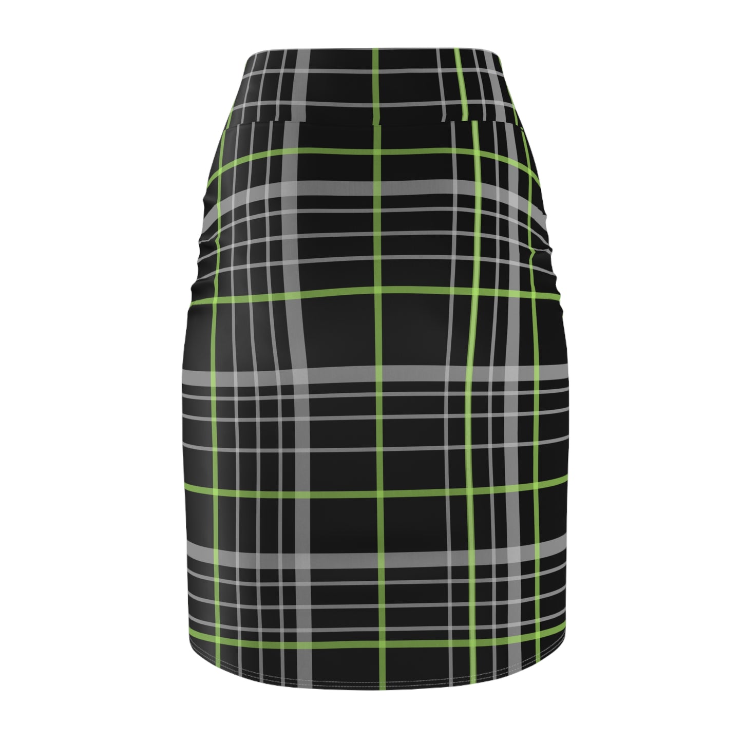 Women's Pencil Skirt (AOP)/Black/Green Plaid