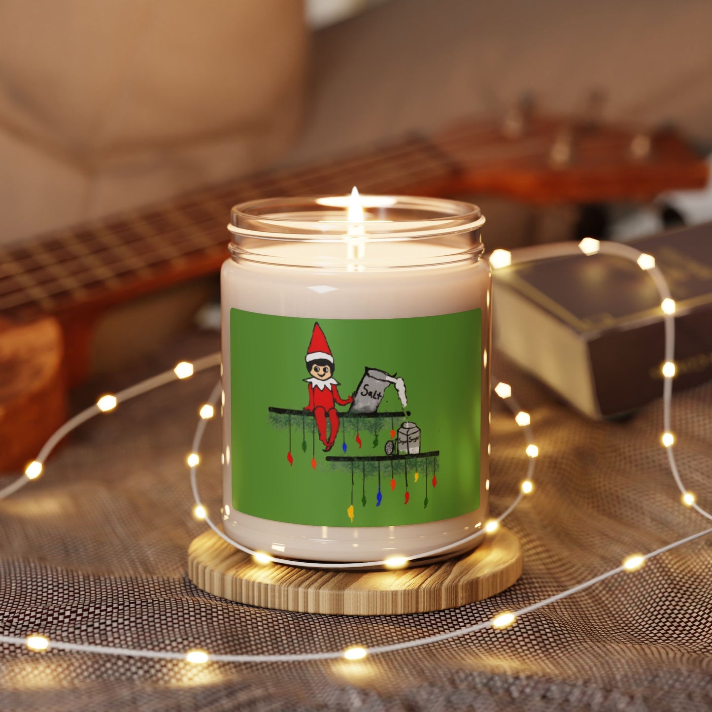 Scented Soy Candle, 9oz/Holiday Funny/Caucasian Elf on the Shelf/ Salt in the Sugar