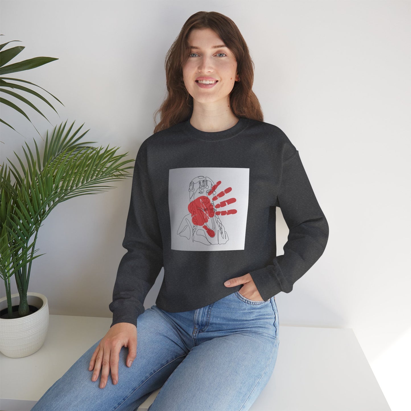 Unisex Heavy Blend™ Crewneck Sweatshirt/Native American/Hand Print/ Spreading Awareness for Indigenous Women