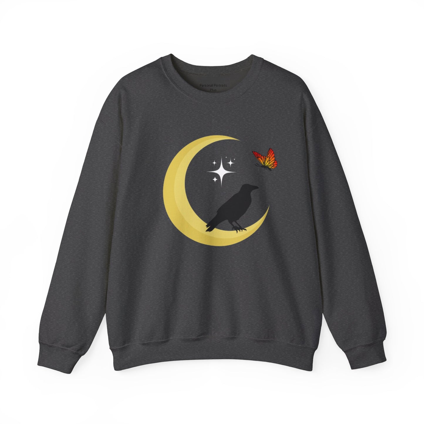 Woman's Heavy Blend™ Crewneck Sweatshirt/ Crow on the moon/White star/Fall