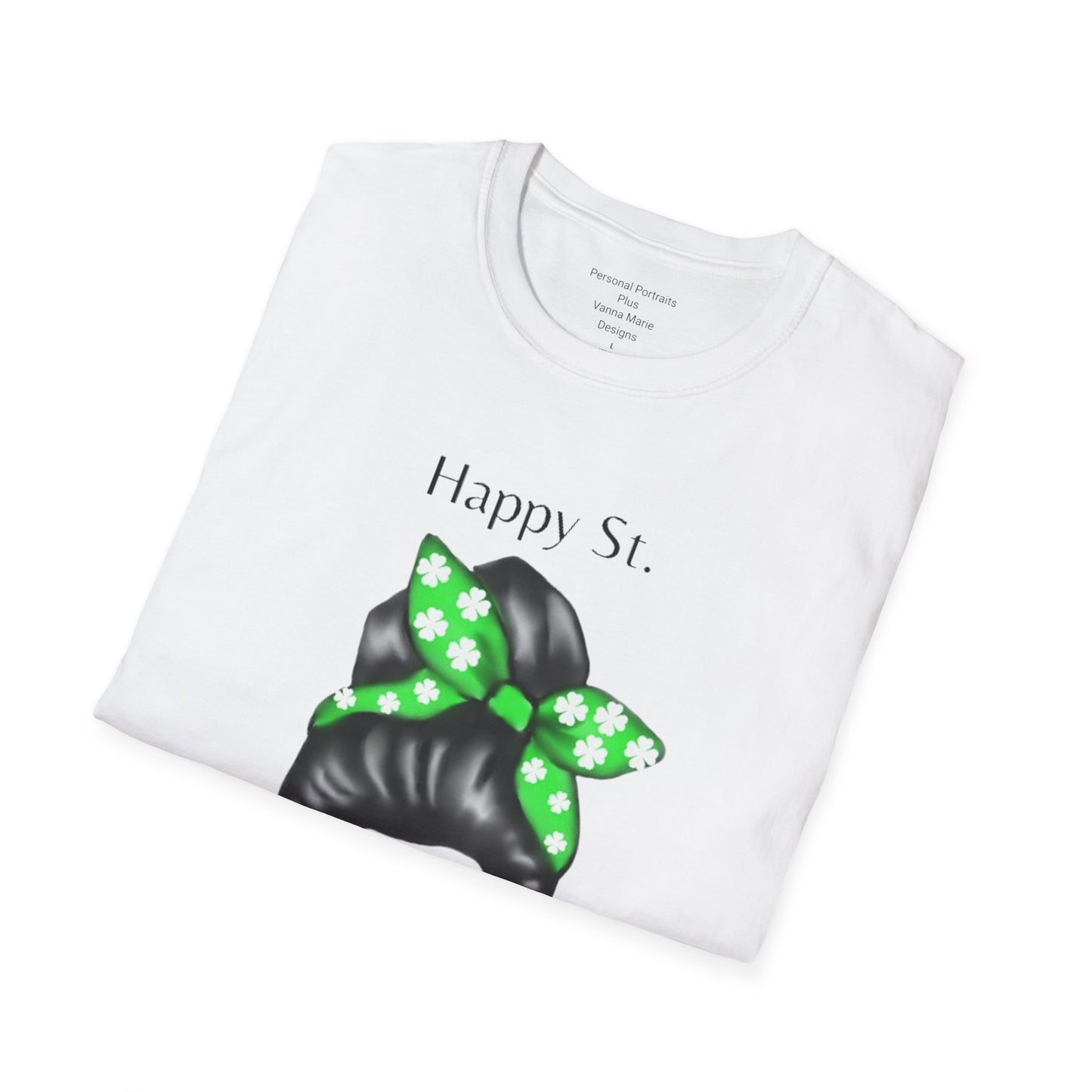 Unisex Softstyle T-Shirt/Happy St. Patricks Day/ Woman/ Brunette/ Green Glasses/Wine Glass