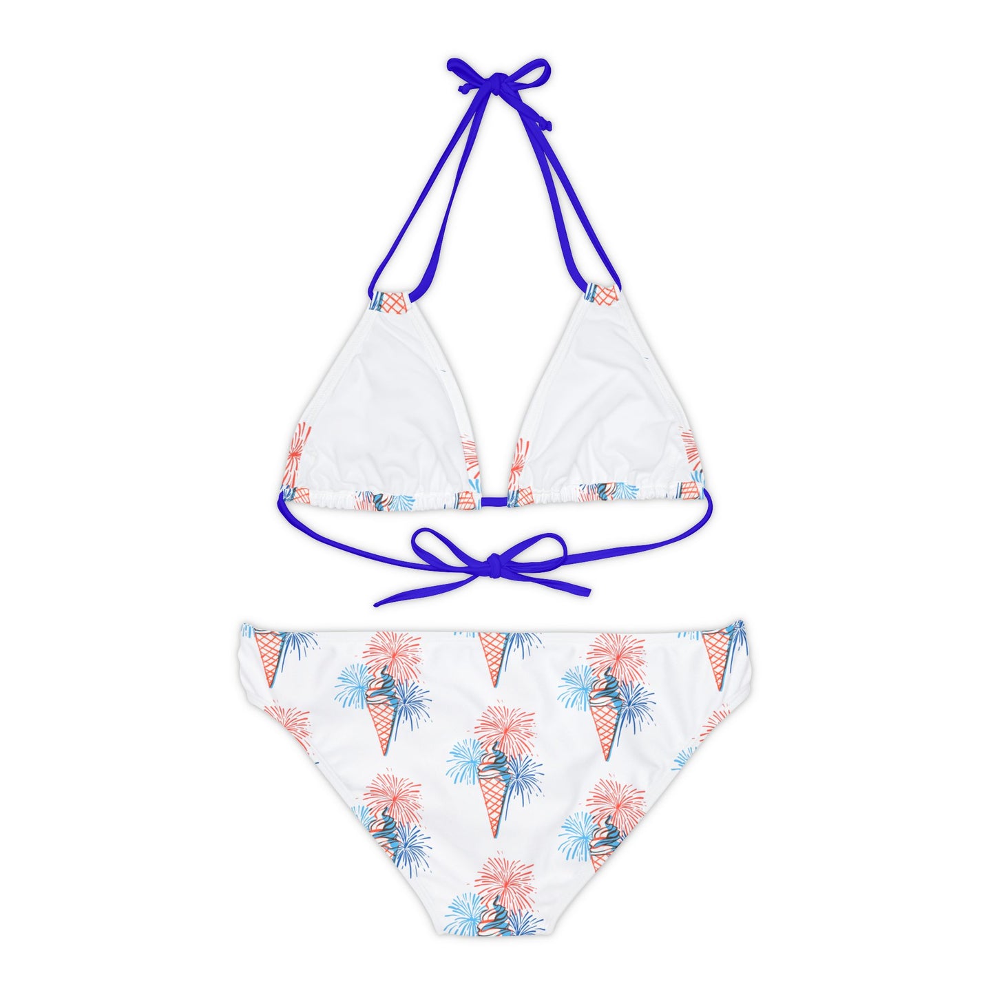 Strappy Bikini Set (AOP)/Ice Cream Cone/Fireworks/R/W/B