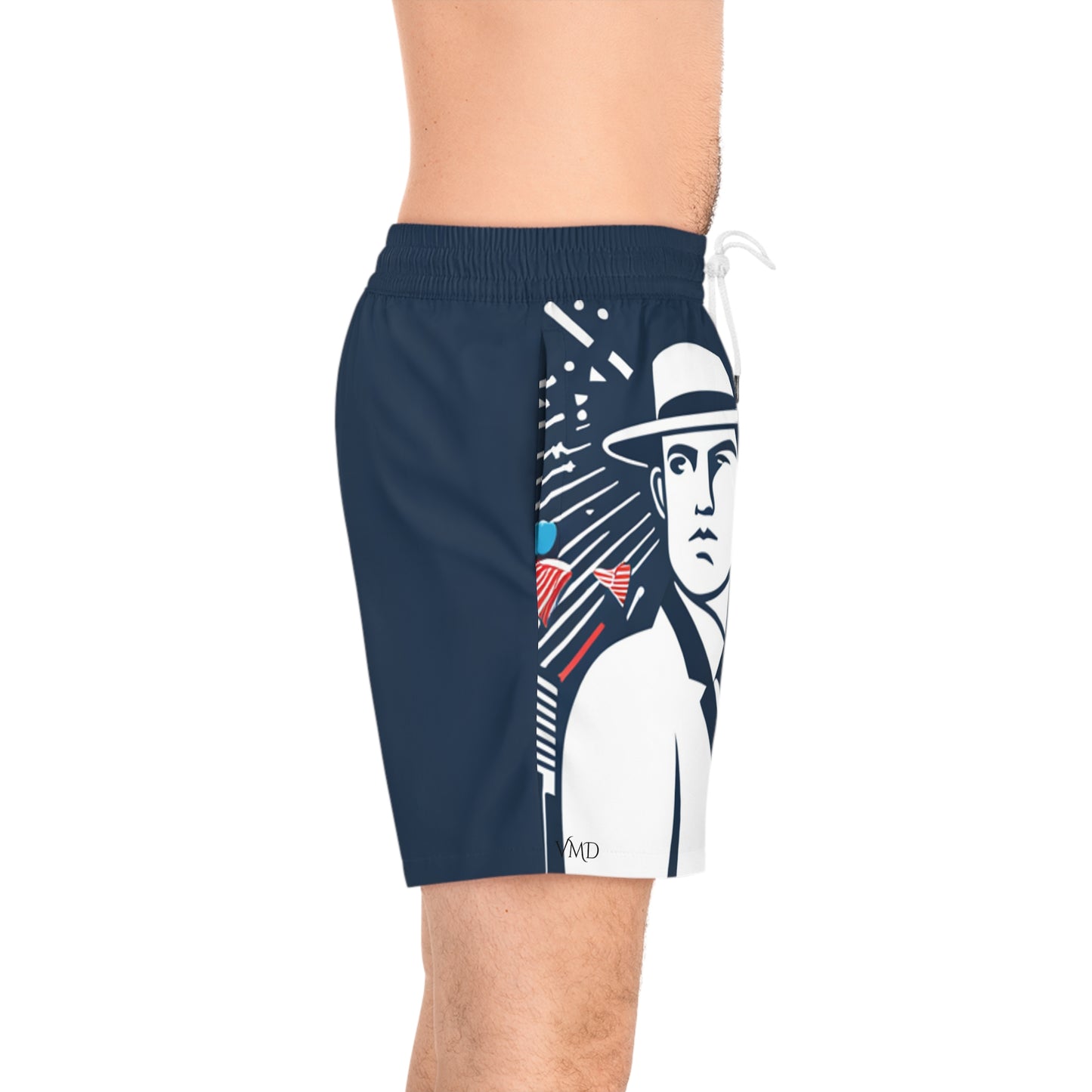 Men's Mid-Length Swim Shorts (AOP)/American/R/W/B