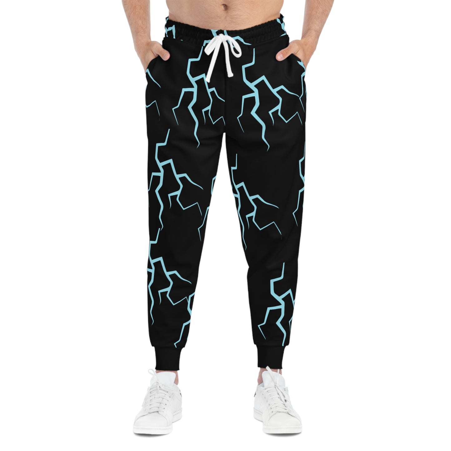 Unisex Athletic Joggers (AOP)/Black/Lighting Bolts