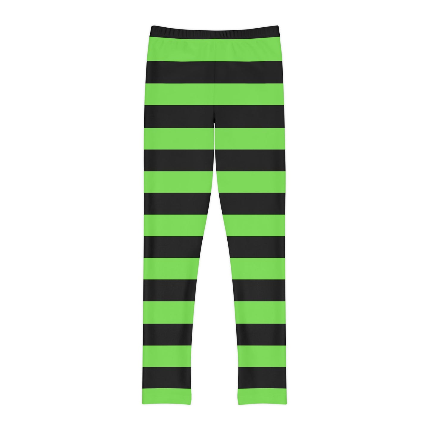 Youth Full-Length Leggings (AOP)/Witch Stripes/Green