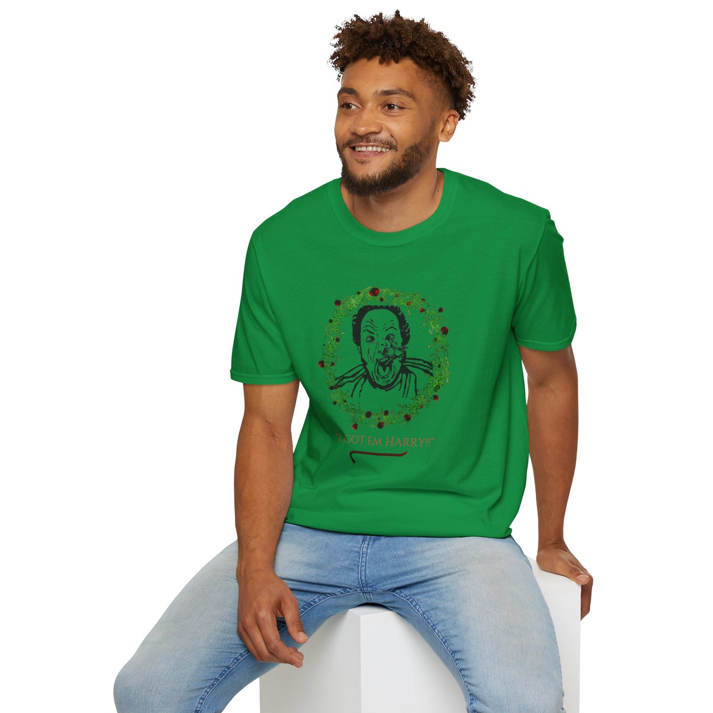 Unisex Softstyle T-Shirt/Holiday Funny/I got em Harry!!/Wreath