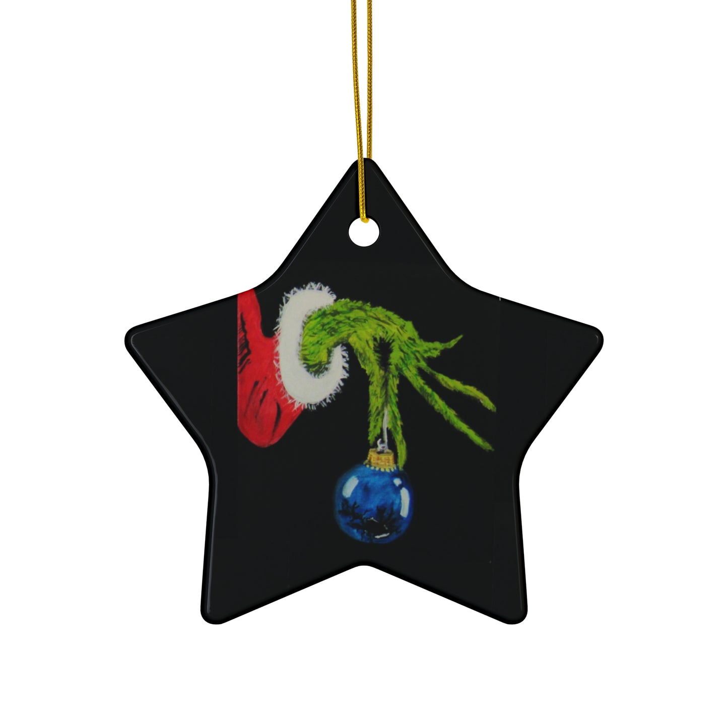 Ceramic Ornament, 4 Shapes/Grinch Bulb Blue