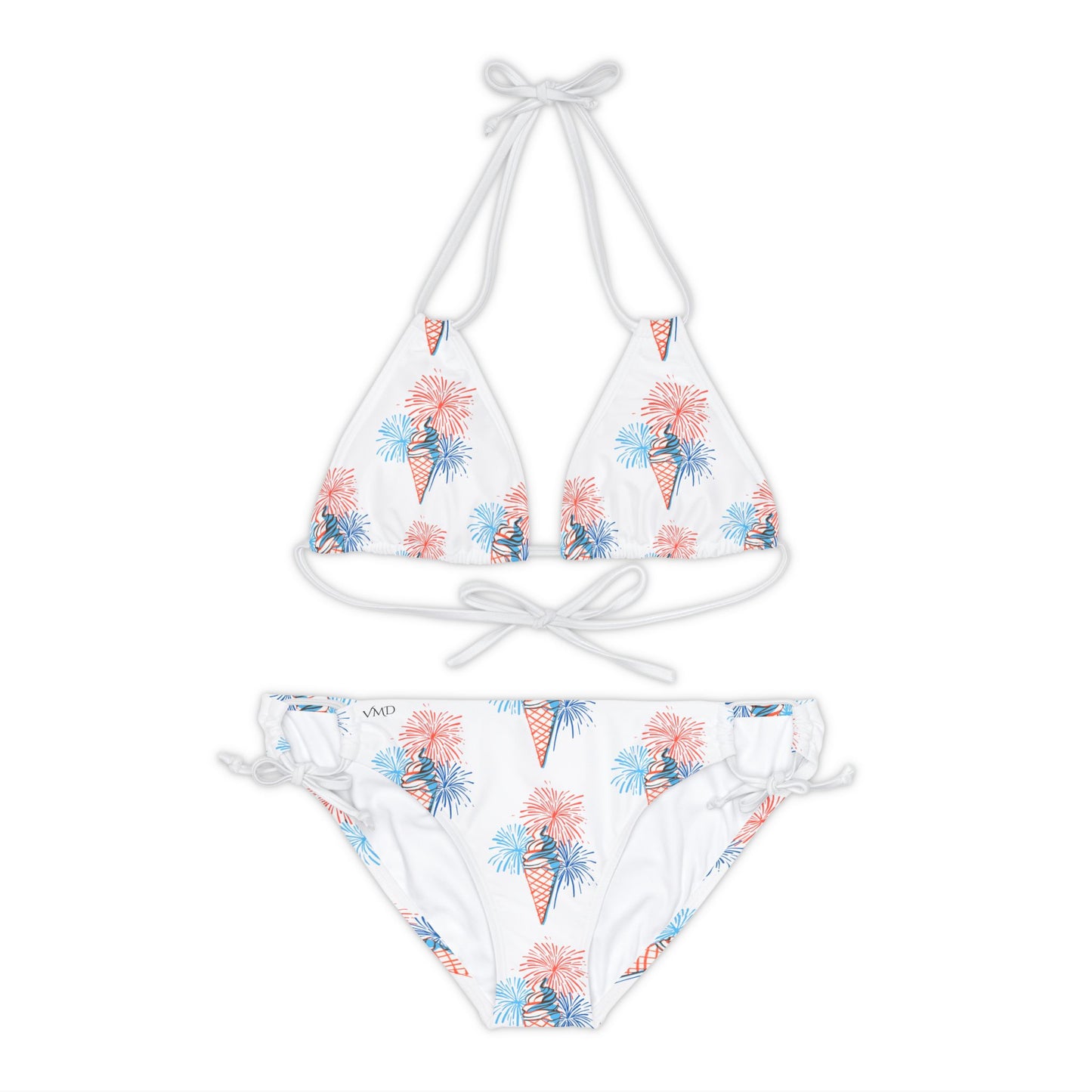 Strappy Bikini Set (AOP)/Ice Cream Cone/Fireworks/R/W/B