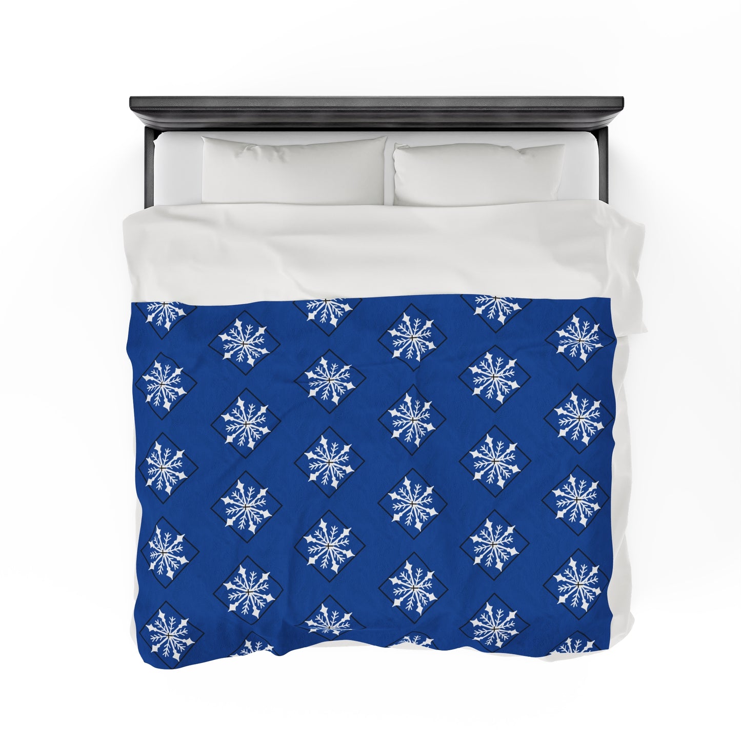 Velveteen Plush Blanket/Holiday/Snowflake/Blue