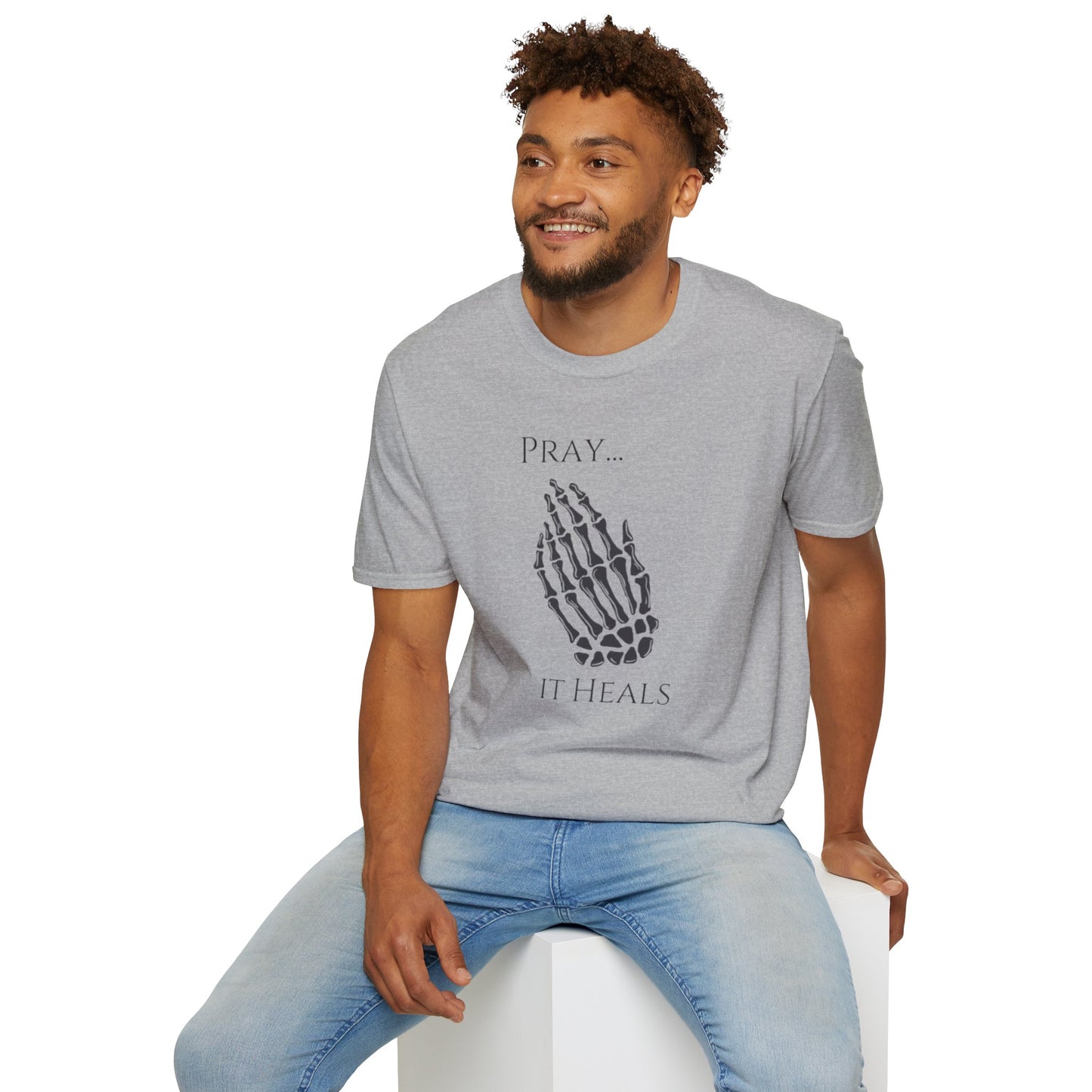 Unisex Softstyle T-Shirt/ Pray It heals/ Skeleton Hands