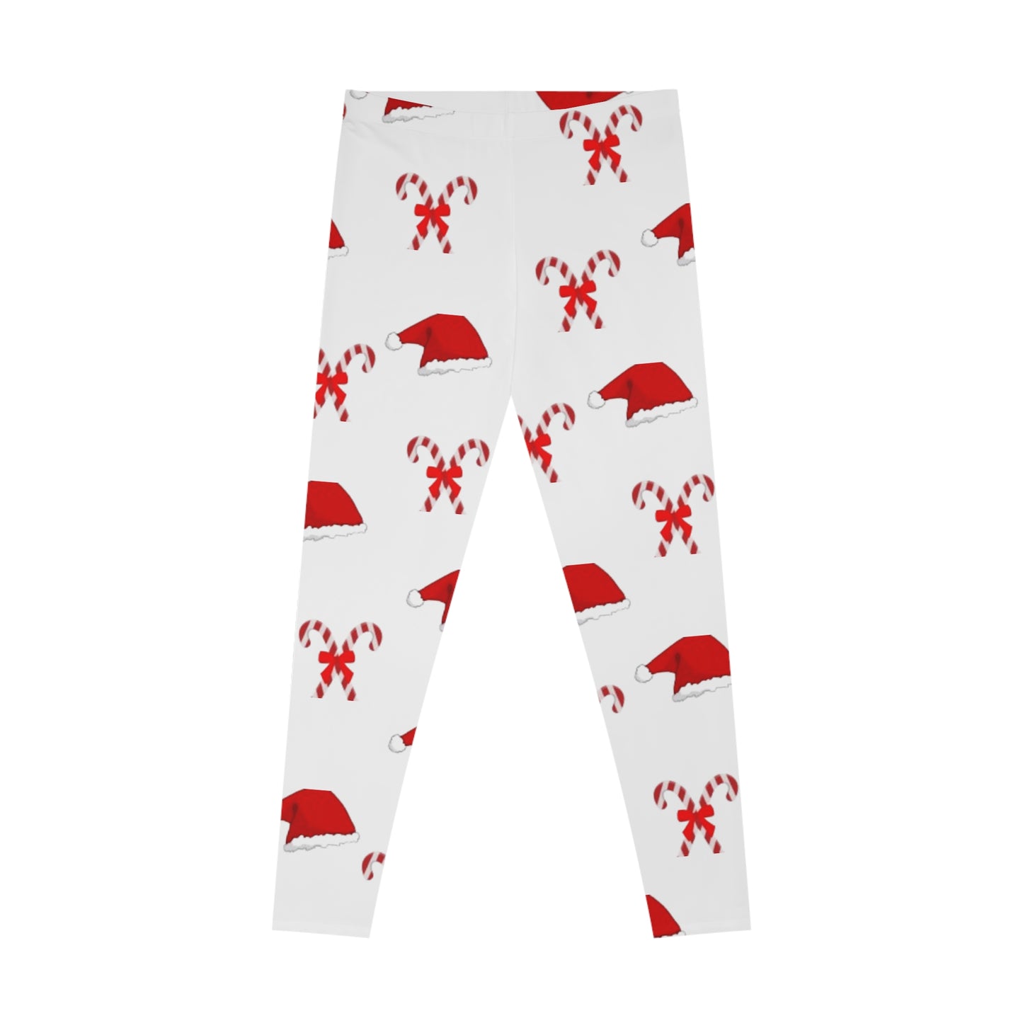 Women's Stretchy Leggings (AOP)//Santa Hats/Candy Canes